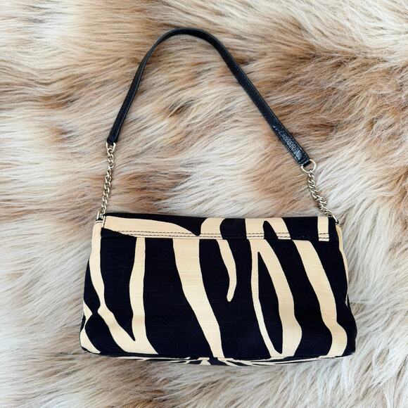 Kate Spade Rare 90s Y2K Zebra Print Leather Canvas A la Vita Rory Shoulder Bag - Picture 3 of 4